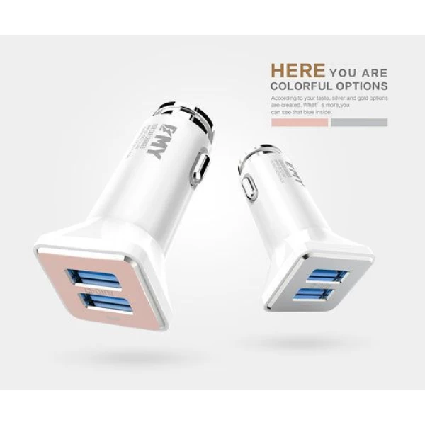 شارژر فندکی 2 پورت Emy امی MY-115 با کابل میکرو یو اس بی