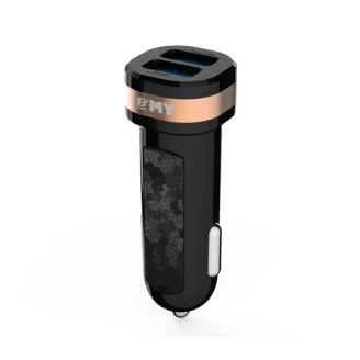 شارژر فندکی 2 پورت Emy امی MY-121 با کابل میکرو یو اس بی