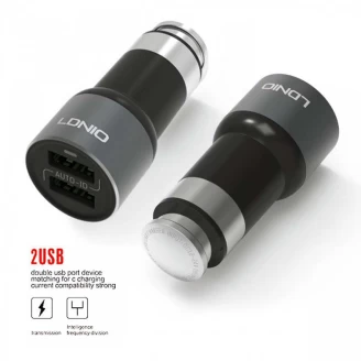 شارژر فندکی 2 پورت الدینیو مدل LDNIO C303 با کابل میکرو یو اس بی