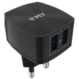 شارژر دیواری 2 خروجی امی Emy مدل MY-227 همراه با کابل لایتنینگ