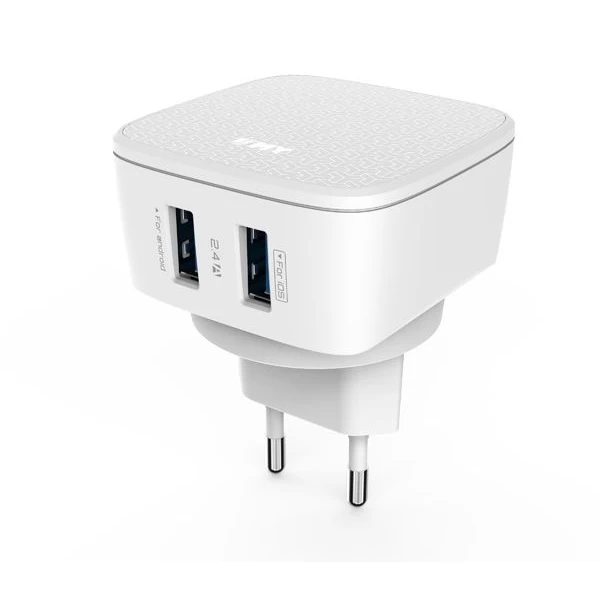 شارژر دیواری 2 خروجی امی Emy مدل MY-266 همراه با کابل