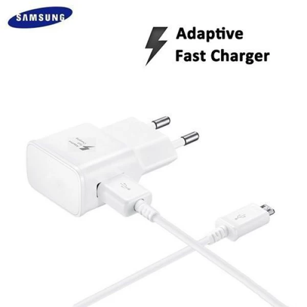 شارژر اصلی سامسونگ فست شارژ همراه با کابل microUSB مدل Samsung EP-TA20EWE