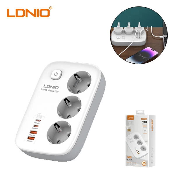 چند راهی برق و شارژر الدینیو LDNIO SE3436 دارای 4 پورت