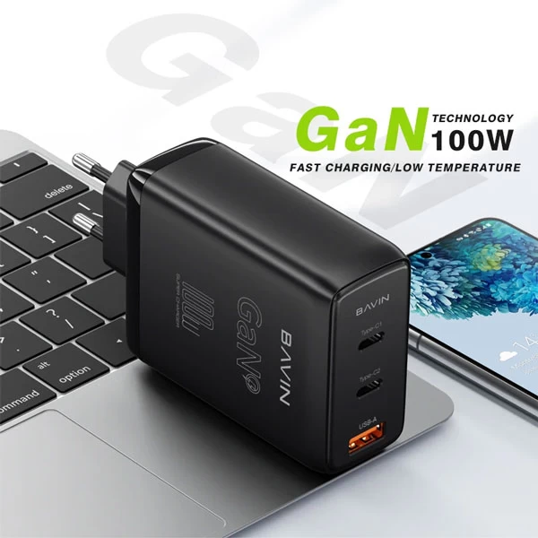 شارژر دیواری باوین Bavin PC917Y GaN توان 100 وات 