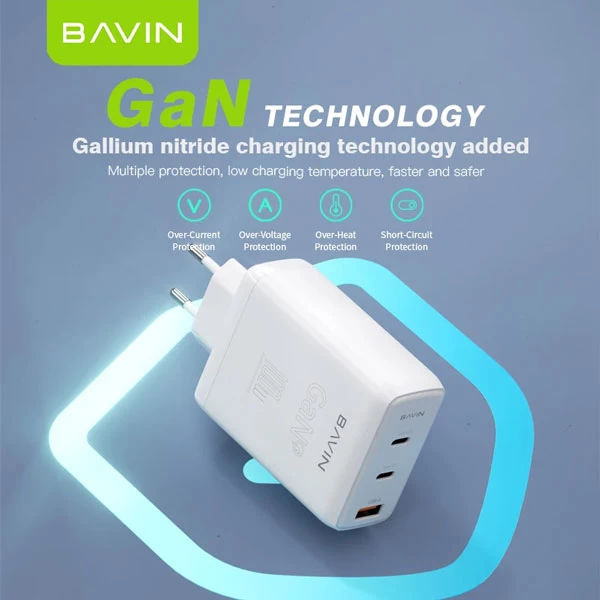 شارژر دیواری باوین Bavin PC917Y GaN توان 100 وات 