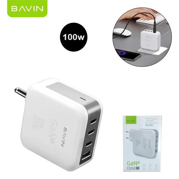 شارژر دیواری باوین Bavin PC918Y GaN توان 100 وات 