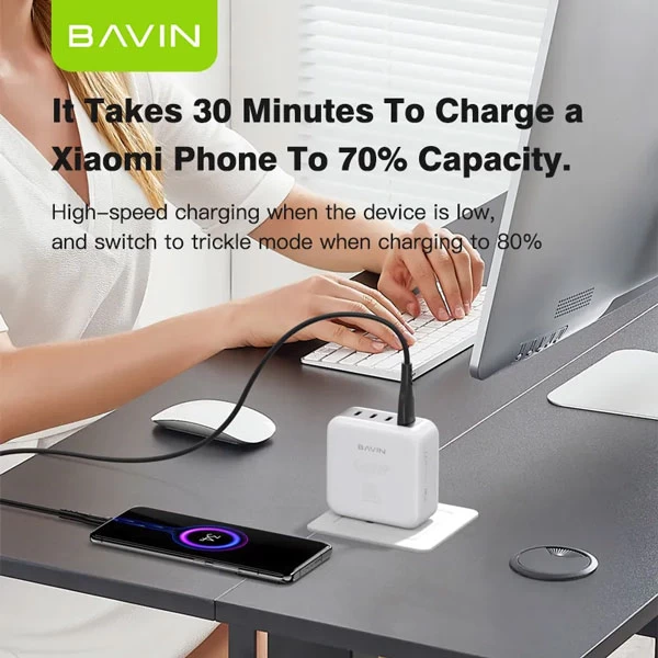 شارژر دیواری باوین Bavin PC918Y GaN توان 100 وات 