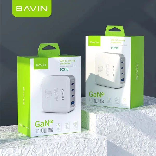 شارژر دیواری باوین Bavin PC918Y GaN توان 100 وات 