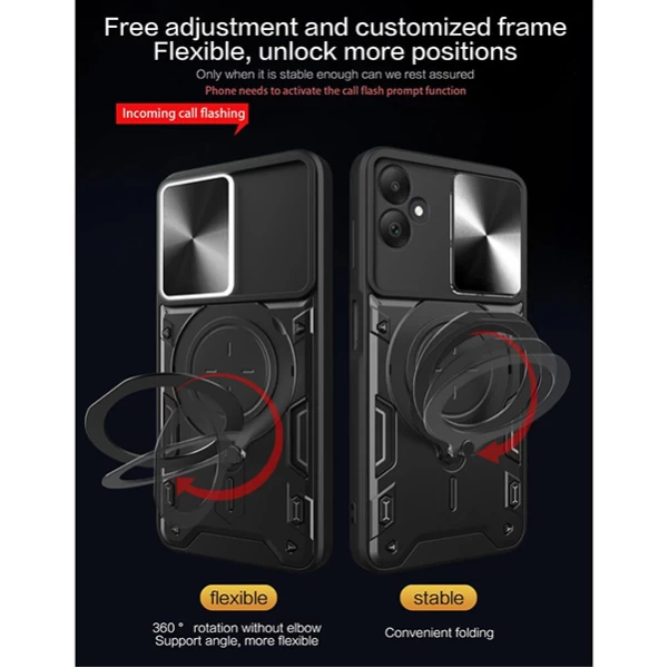 قاب ضد ضربه مگنتی Samsung Galaxy A06 Magnetic Support Case دارای محافظ دوربین