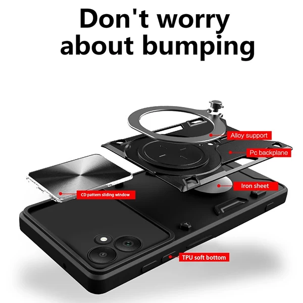 قاب ضد ضربه مگنتی Samsung Galaxy A06 Magnetic Support Case دارای محافظ دوربین