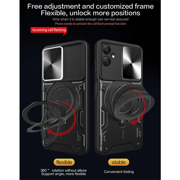 قاب ضد ضربه مگنتی Samsung Galaxy A06 Magnetic Support Case دارای محافظ دوربین