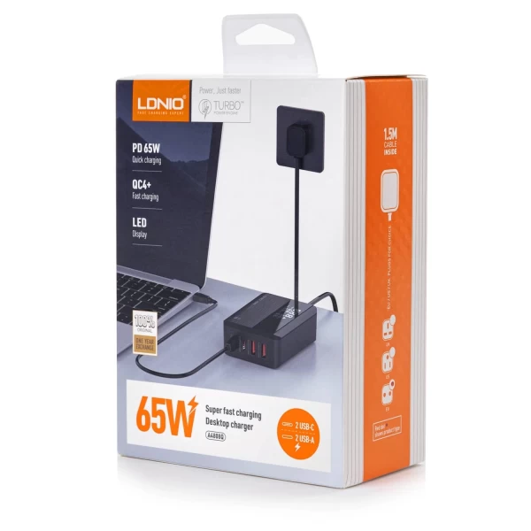 هاب شارژر 4 پورت الدینیو LDNIO A4808Q توان 65 وات