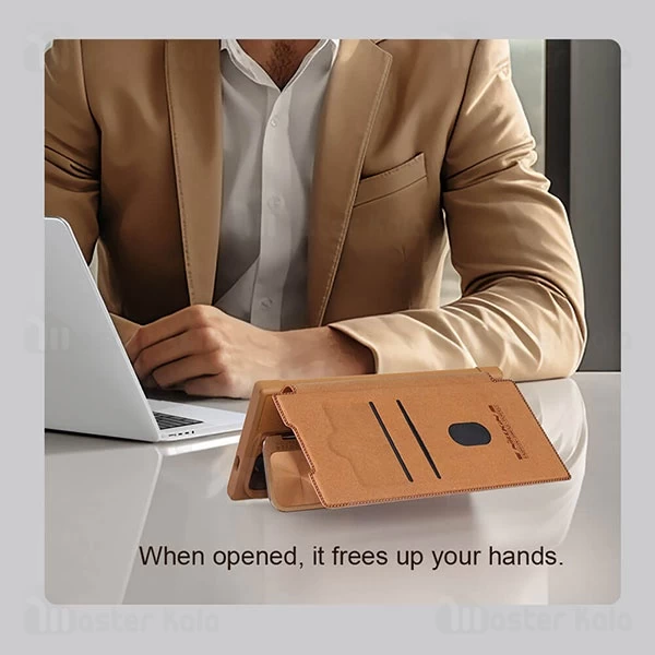 کیف چرمی نیلکین سامسونگ Samsung Galaxy S24 Ultra Nillkin Qin Prop Leather Case دارای محافظ دوربین