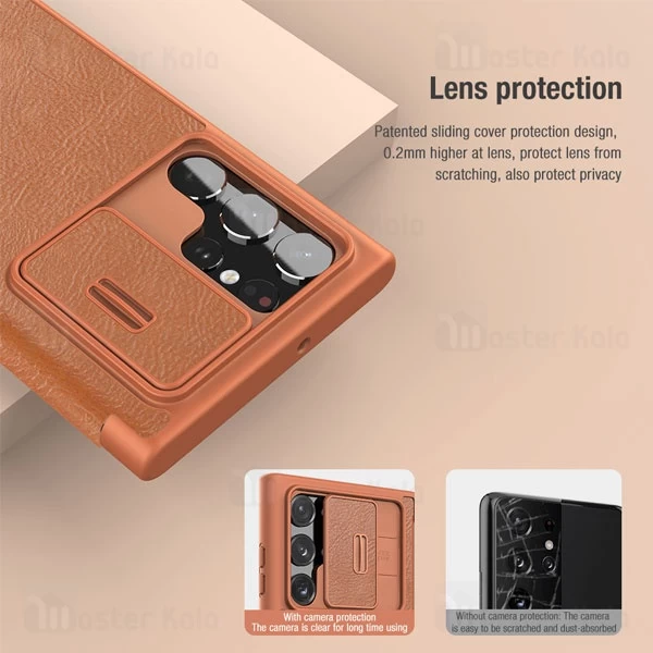کیف چرمی نیلکین سامسونگ Samsung Galaxy S22 Ultra Nillkin Qin Pro Leather Case دارای محافظ دوربین