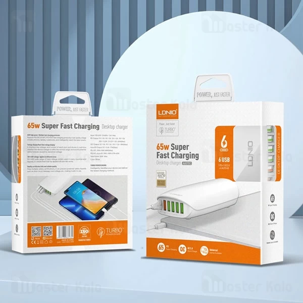 هاب شارژر 6 پورت الدینیو LDNIO A6573C توان 65 وات