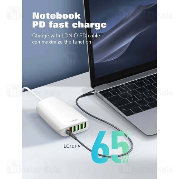هاب شارژر 6 پورت الدینیو LDNIO A6573C توان 65 وات