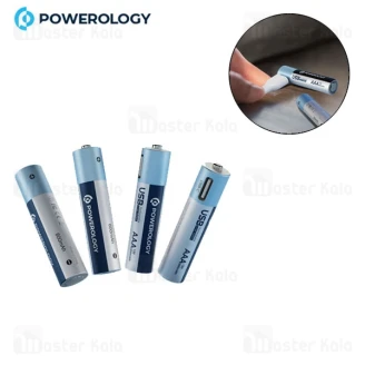 پک 4 تایی باتری نیم قلمی شارژی پاورولوژی Powerology AAA Rechargeable Battery PRUBAAA4