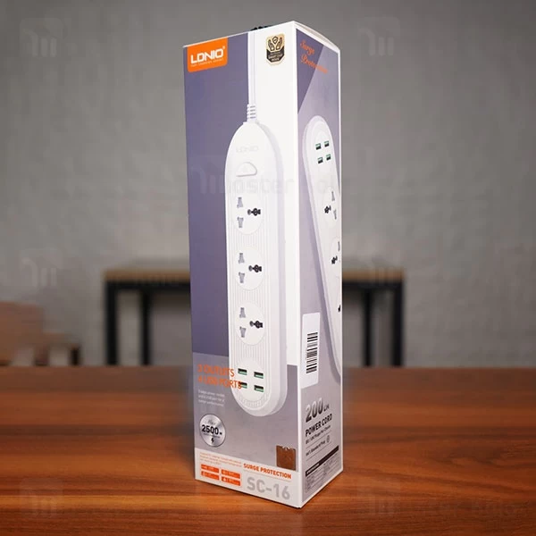 چند راهی برق و شارژر الدینیو LDNIO SC-16 دارای 4 پورت