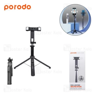 مونوپاد و سه پایه شاتر دار پرودو Porodo Dual Lighting Selfie Stick PD-SLSTL دارای چراغ جداشونده