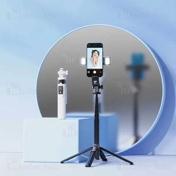 مونوپاد و سه پایه شاتر دار پرودو Porodo Dual Lighting Selfie Stick PD-SLSTL دارای چراغ جداشونده