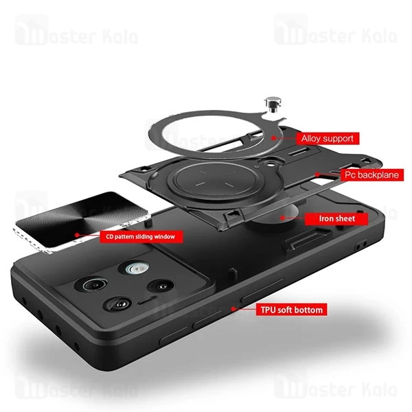 قاب ضد ضربه مگنتی Xiaomi Redmi Note 13 5G Magnetic Support Case دارای محافظ دوربین