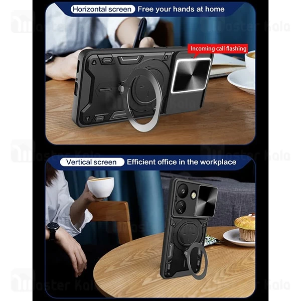 قاب ضد ضربه مگنتی Xiaomi Redmi 13C Magnetic Support Case دارای محافظ دوربین