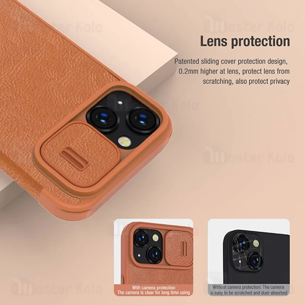 کیف چرمی نیلکین آیفون Apple iPhone 13 / iPhone 14 Nillkin Qin Pro Leather Case دارای محافظ دوربین