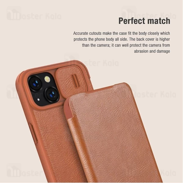 کیف چرمی نیلکین آیفون Apple iPhone 13 / iPhone 14 Nillkin Qin Pro Leather Case دارای محافظ دوربین
