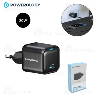 شارژر دیواری پاورولوژی Powerology Ultra-Compact GaN Charger PWCUQC015 توان 20 وات 