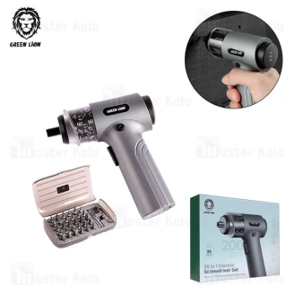 پیچ گوشتی شارژی چند کاره گرین لاین Green Lion Screwdriver Set GN35IN1ELSDGBK دارای 30 سری