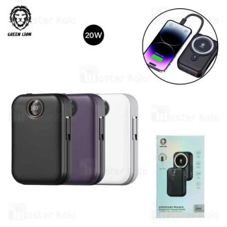 پاوربانک وایرلس 20000 مگنتی Green Lion Monaco Magsafe GNMPB20KTC توان 20 وات و کابل تایپ سی