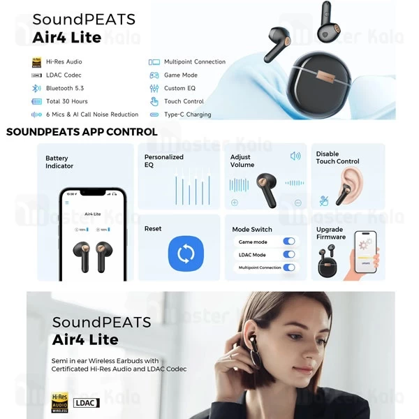 هندزفری بلوتوث دوگوش ساندپیتز SoundPeats Air4 Lite