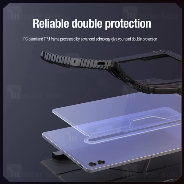 کاور چرمی هوشمند نیلکین سامسونگ Samsung Tab S9 FE Plus Nillkin Bumper Leather Case Pro