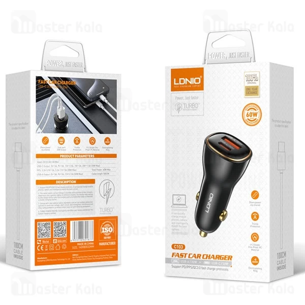 شارژر فندکی الدینیو Ldnio C103 توان 60 وات