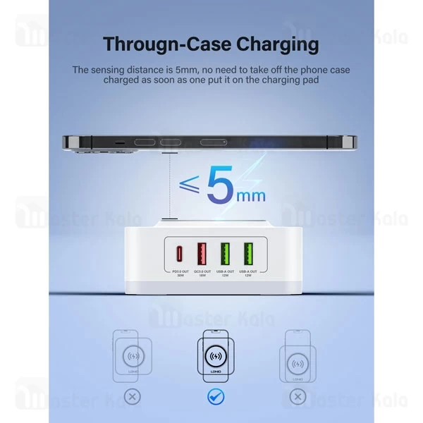 هاب شارژر 4 پورت و شارژر وایرلس الدینیو LDNIO AW004 توان 32 وات