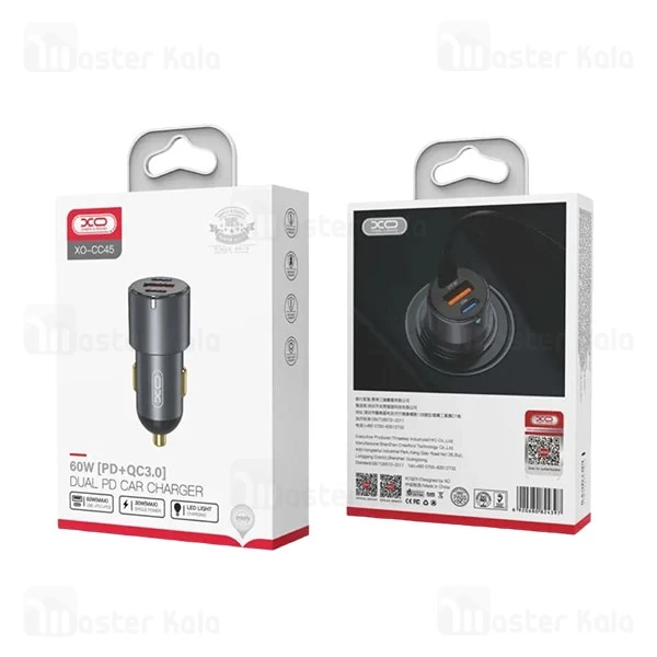 شارژر فندکی 3 پورت ایکس او XO Dual PD Car Charger CC45 توان 60 وات