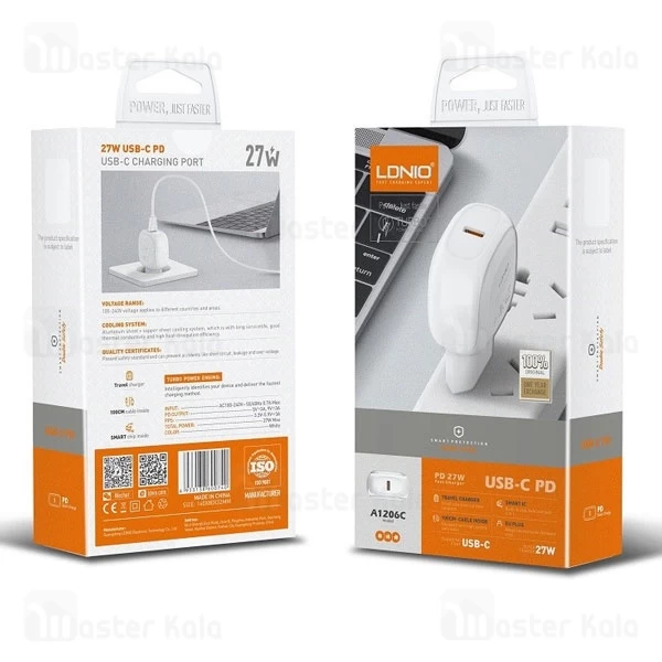 شارژر دیواری الدینیو Ldnio A1206C توان 27 وات 