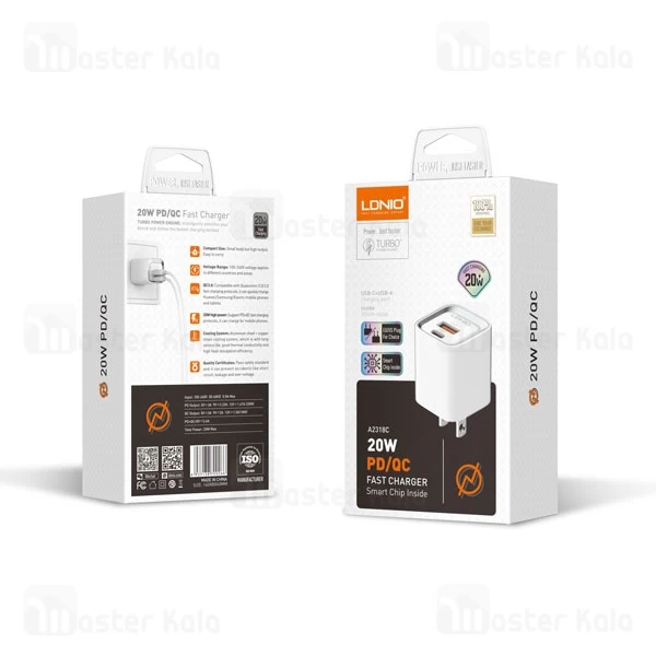 شارژر دیواری الدینیو Ldnio A2318C توان 20 وات 