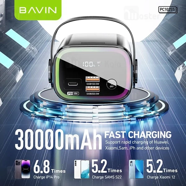 پاوربانک 30000 باوین Bavin PC1025S Power Bank توان 22.5 وات