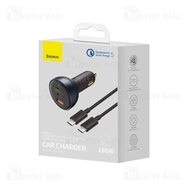 شارژر فندکی بیسوس Baseus TZCCZM-0G توان 160 وات با کابل Type C