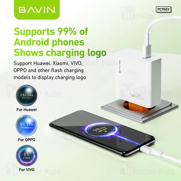 شارژر دیواری باوین Bavin PC955Y Fast Charging توان 120 وات 