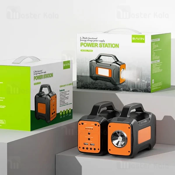 پاوربانک 12000 باوین Bavin PS03 Power Station همراه چراغ قوه
