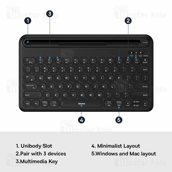 کیبورد بلوتوث بیسوس Baseus K02 Wireless Keyboard مخصوص تبلت