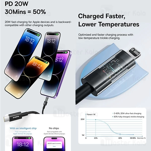کابل Type C به لایتنینگ بیسوس Baseus CB000093 GEM charging P10373001111-0