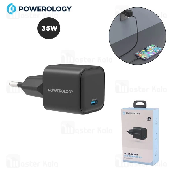شارژر دیواری پاورولوژی Powerology Ultra-Quick GaN Charger P35WSPCEU توان 35 وات 