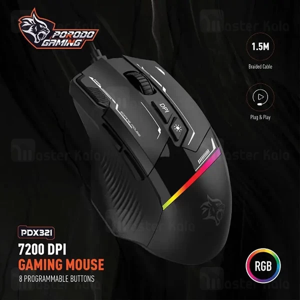موس سیمی گیمینگ پرودو PDX321 Gaming Wired Mouse