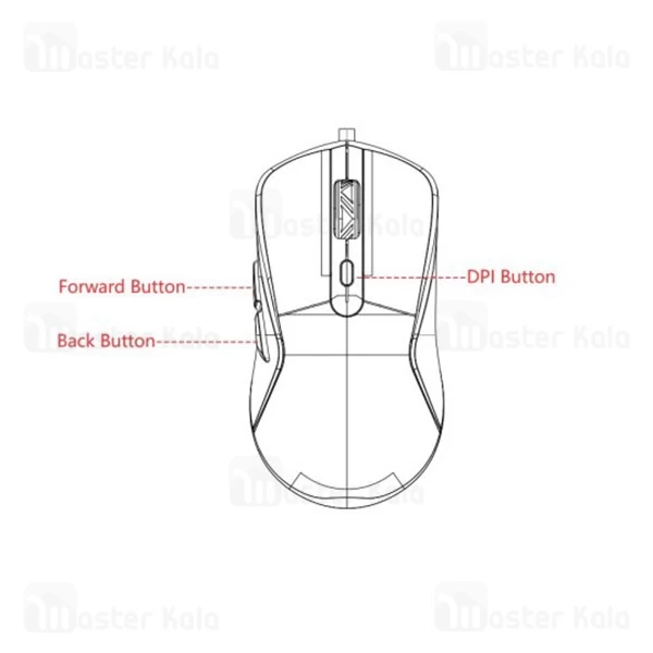 موس سیمی گیمینگ پرودو Porodo PDX322 Gaming Wired Mouse