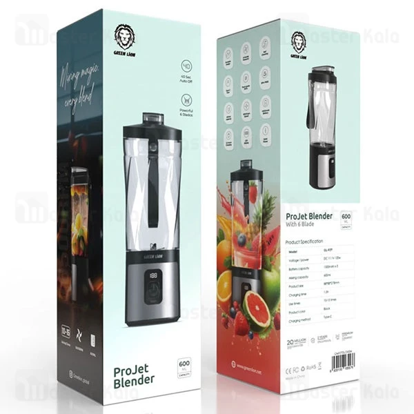 مخلوط کن قابل حمل گرین لاین Green Lion Projet Blender GNPJ7BLDRBK ظرفیت 600 میلی لیتر