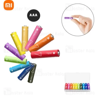 پک 10 تایی باتری رنگین کمانی نیم قلمی شیائومی مدل Xiaomi ZI7 LR03 Alkaline AAA