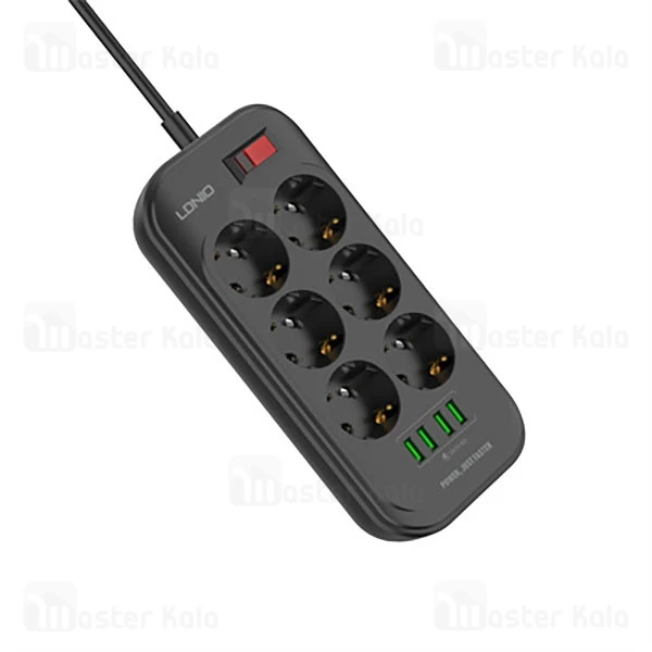 چند راهی برق و شارژ الدینیو Ldnio SE6403 Power Strip دارای 4 پورت USB